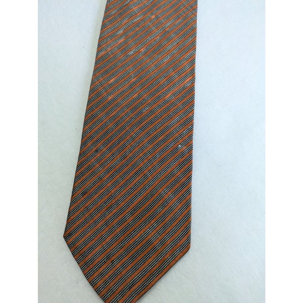 Vintage GIORGIO ARMANI 100% Silk Orange Black Striped Men's Necktie Tie Italy